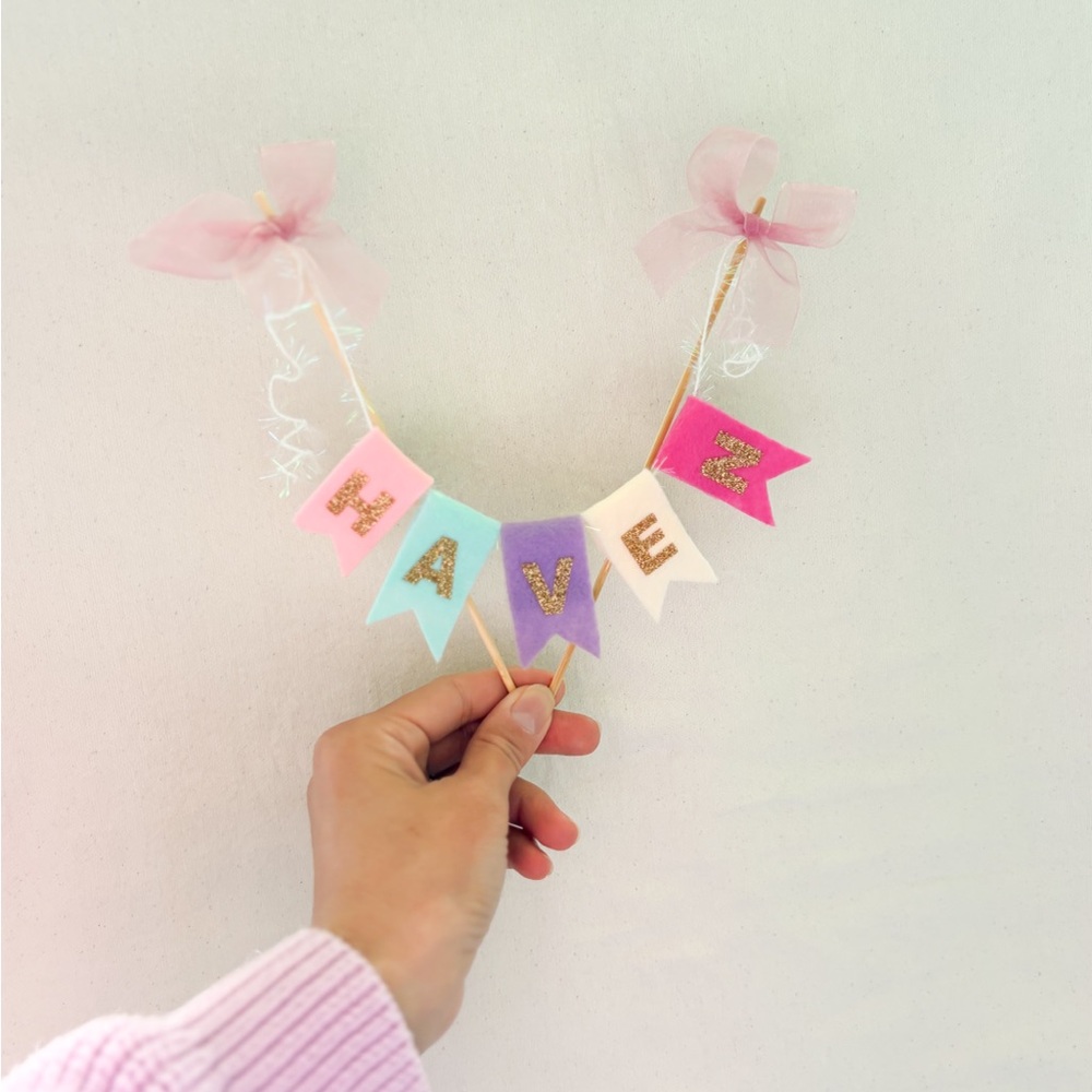 Colorful Party cake topper Banner with Glitter Letters
